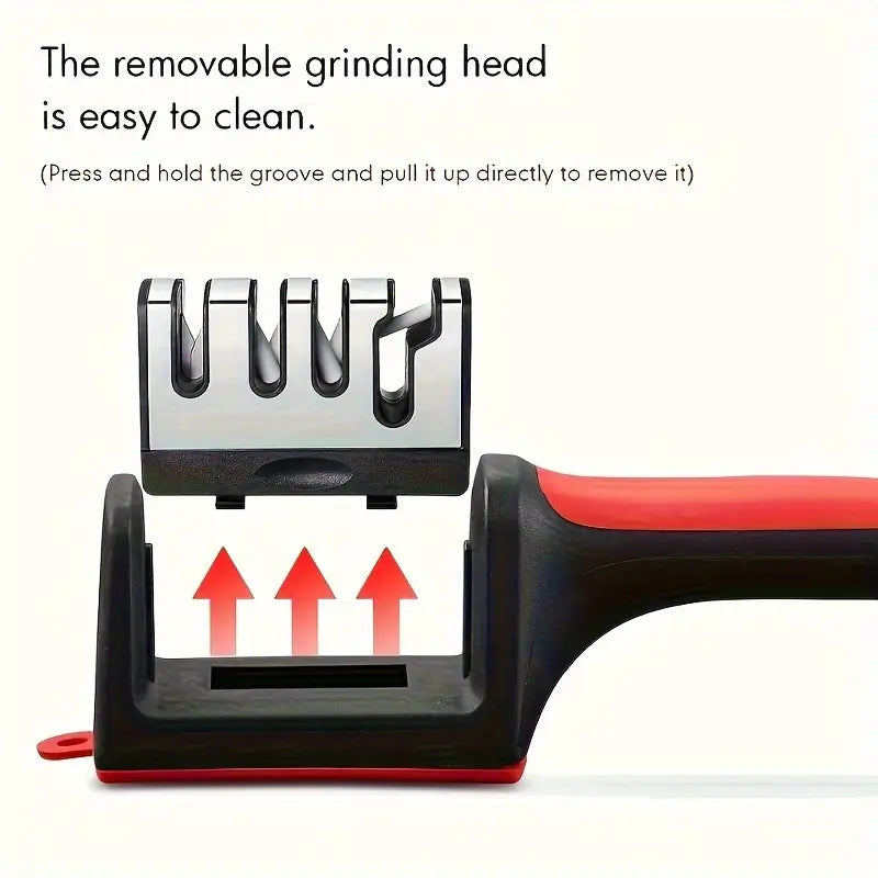 Kitchen 4Segment Knife Sharpener Household Multi-Functional Hand-Held Three-Purpose Black Sharpening Stone
