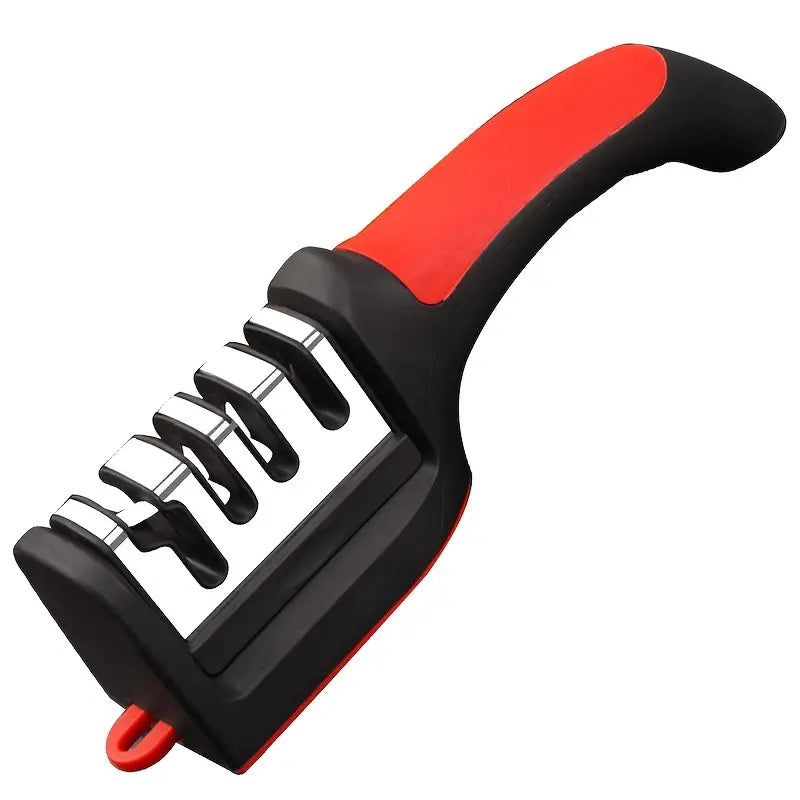 Kitchen 4Segment Knife Sharpener Household Multi-Functional Hand-Held Three-Purpose Black Sharpening Stone