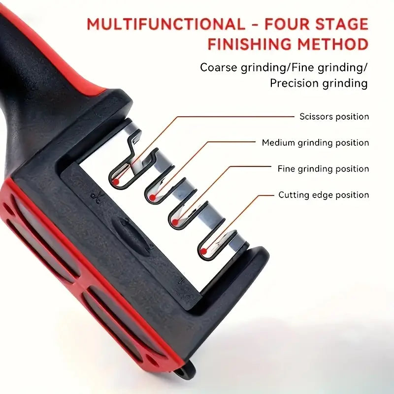 Kitchen 4Segment Knife Sharpener Household Multi-Functional Hand-Held Three-Purpose Black Sharpening Stone