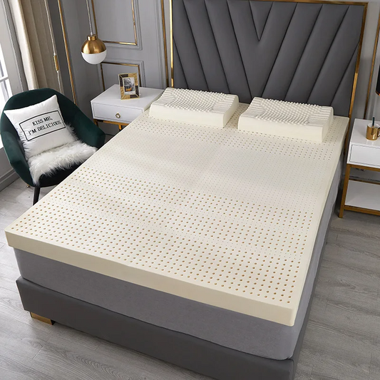 Pure Green Natural Latex Mattress Topper w/Luxury Cover - Soft - 3 Inch - Queen Size (GOLS Certified Organic)