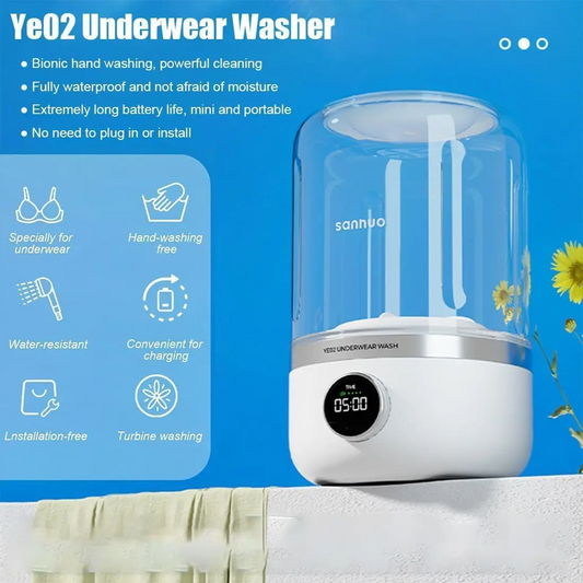 1L Mini Rechargeable Washing Machine Underwear Travel Portable Small Socks Washing Machine Dehydratable Portable Laundry Bucket