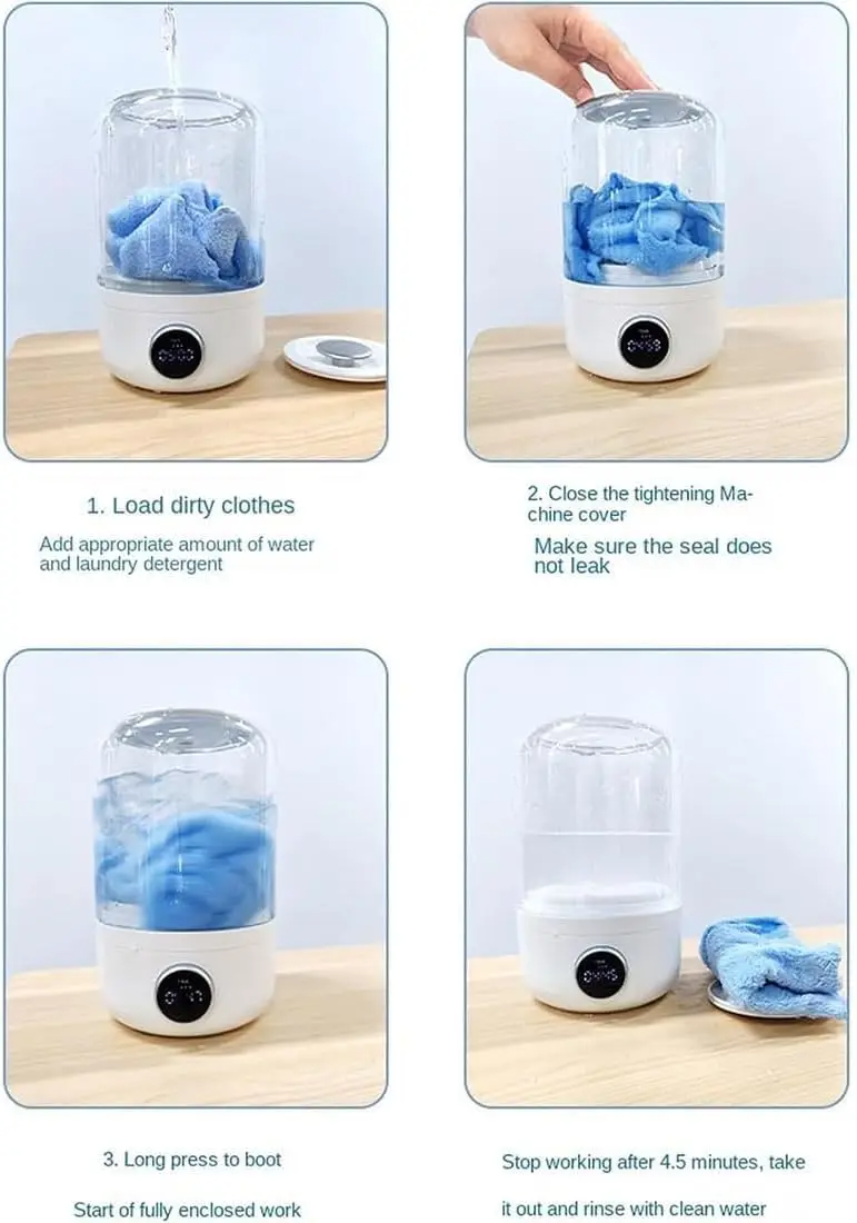 1L Mini Rechargeable Washing Machine Underwear Travel Portable Small Socks Washing Machine Dehydratable Portable Laundry Bucket