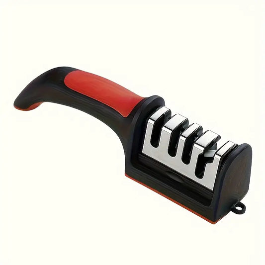 Kitchen 4Segment Knife Sharpener Household Multi-Functional Hand-Held Three-Purpose Black Sharpening Stone